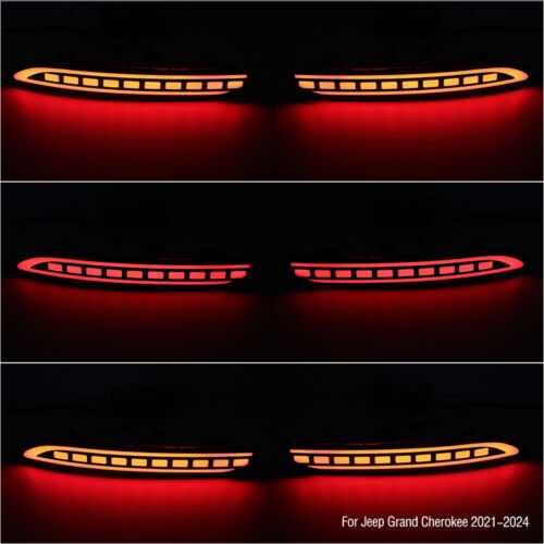 For 2021-2024 Jeep Grand Cherokee Smoke Rear Bumper Reflector Light Left&Right - Foto 2 di 11