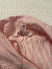Victoria's Secret pink stripe cotton pajama Set 2 pc top bottom Large women's