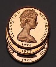 New Zealand NZ 1 Cent 1976, 1977, & 1978 Proof Coins Gem