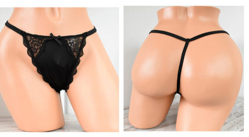 Victoria's Secret MEDIUM *DREAM ANGELS* V-STRING-TANGA MIT SPITZENBESATZ *schwarz* - Bild 1 von 5