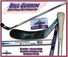 BILL GUERIN Signed TEAM USA 2004 WORLD CUP Game Used Stick SYNERGY w/COA
