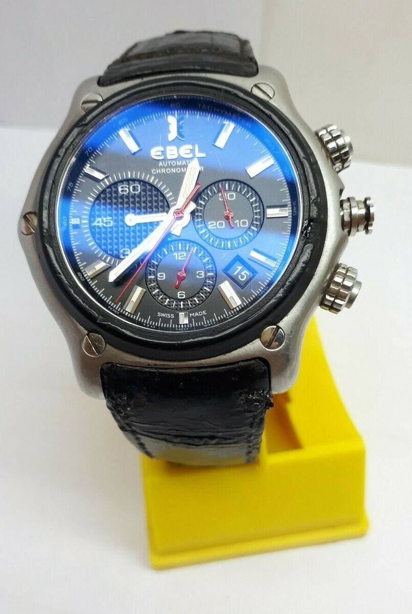 AUTH EBEL 1911 BTR AUTOMATIC CHRONOGRAPH DATE SKELETON SWISS MENS WATCH E9137L73