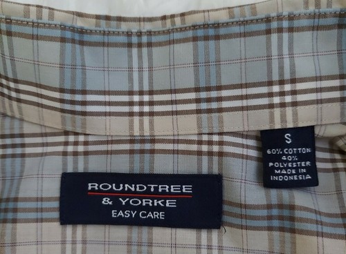 Camisa con botones Roundtree talla S multicolor a cuadros manga corta fácil cuidado para hombre - Imagen 8 de 10