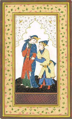 Handmade Persian Miniature Painting Of Persian Couple Art On Paper 6.5x11 Inches - Picture 1 of 7