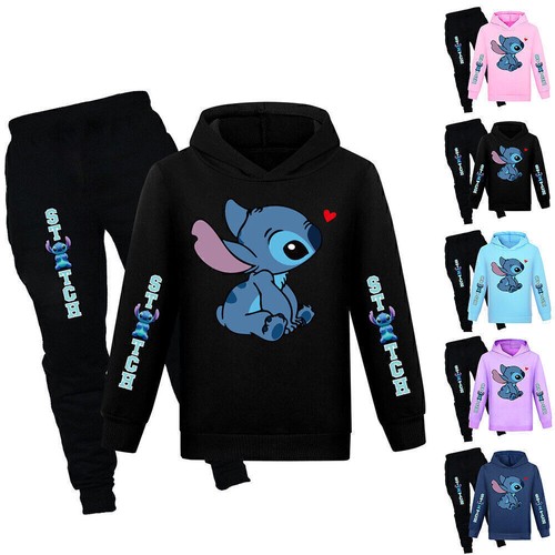 Kind Mädchen Lilo Stitch Sweatshirt Hose Jogginganzug Traininganzug Sportanzug_