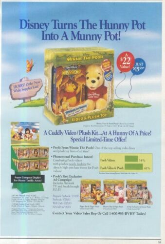 HFBK14 PICTURE/ADVERT 12X9 WINNIE THE POOH VIDEO & PLUSH TOY