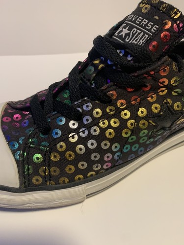 Converse One Star Black With Multicolored Sequin Women's Low Top Sneakers Size 5 - Picture 4 of 9