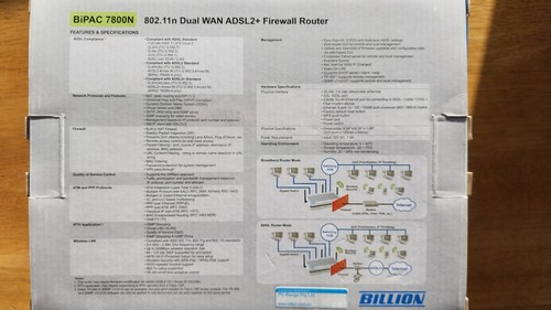 Billion BiPAC 7800N Dual WAN ADSL2+ Firewall Router with Gigabit Ethernet Switch - Picture 8 of 8
