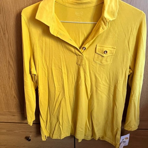 Talbots yellow long sleeve Polo shirt BNWT - Picture 3 of 10