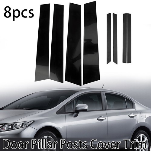 Para Honda Civic 2012-15 4 puertas postes de pilar negros molduras de ventana embellecedores protectores - Imagen 3 de 11