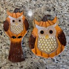Cracker Barrel Owls Spoon rest and small plate fall autumn no flaws