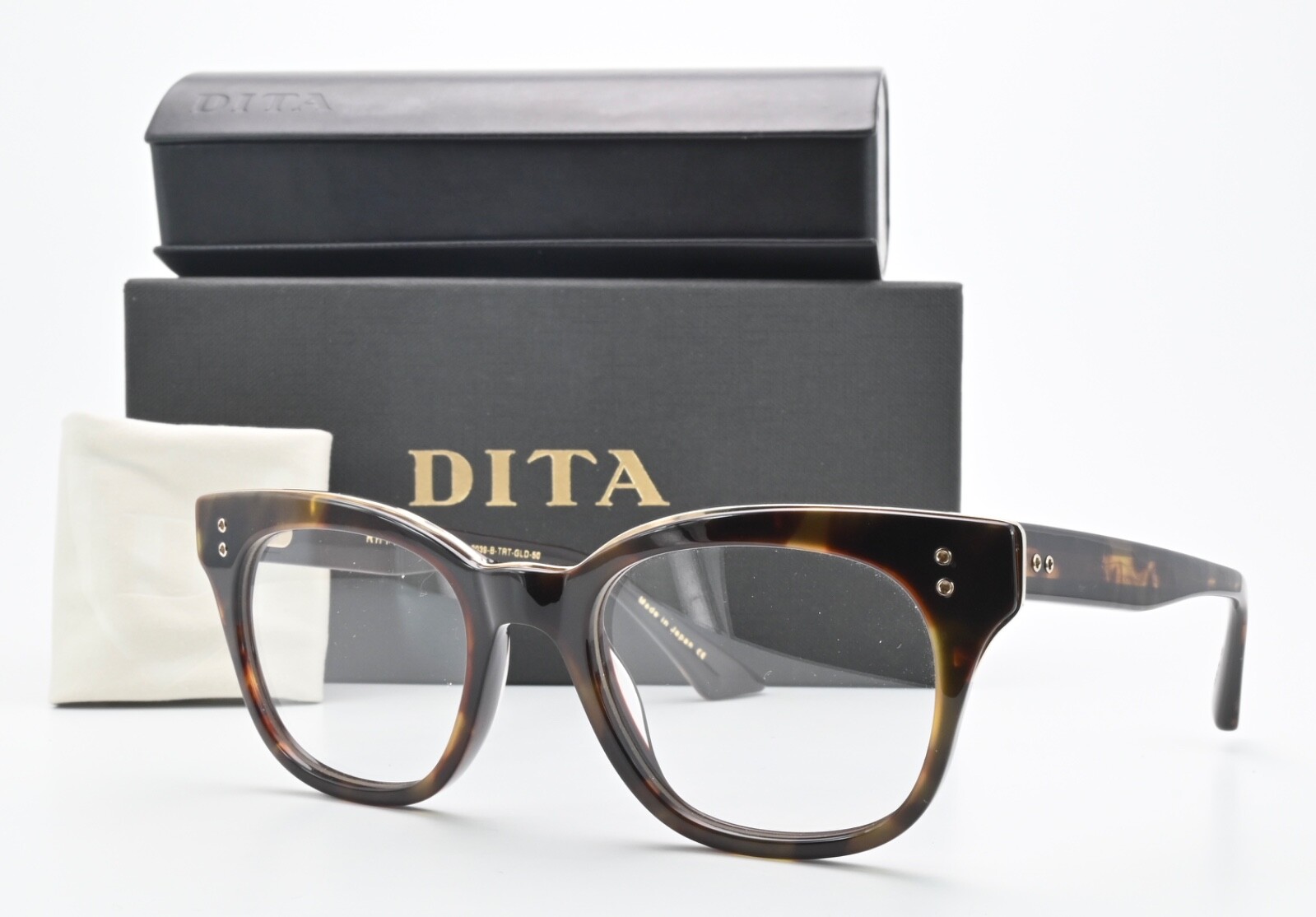 DITA Brille Rhythm DRX-3039-B-TRT-GLD-50 Glanz Schildpatt Кошачий глаз Luxus Япония M