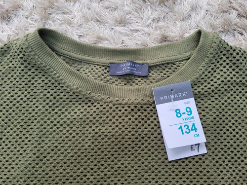 Primark girls khaki green mesh cropped top t-shirt, 8-9 years, BNWT - Picture 3 of 7