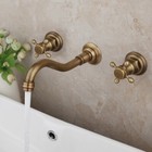 3Pcs Wall Mount Bathroom Antique Brass Sink Tub Faucet Double Handles Mixer Tap