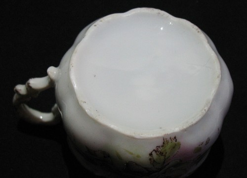 Unmarked Small Bone China Hand Painted Floral Mustard Pot with Spoon w 22K Gold - Picture 11 of 19