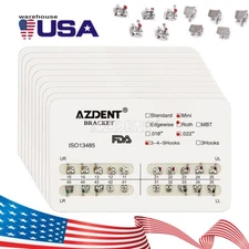 20 Kits AZDENT Dental Orthodontic Metal Brackets Braces Mini Roth 022 Hooks 345
