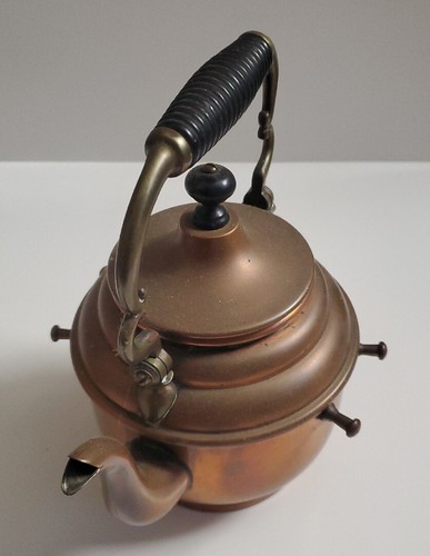 Antique RARE brass teapot with warmer Patented 1902 Made In Brooklyn USA - Picture 3 of 12