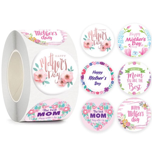 50/100pcs Happy Mothers Day Thank You Stickers Gift Sealing Labels 25/38MM - Picture 7 of 36