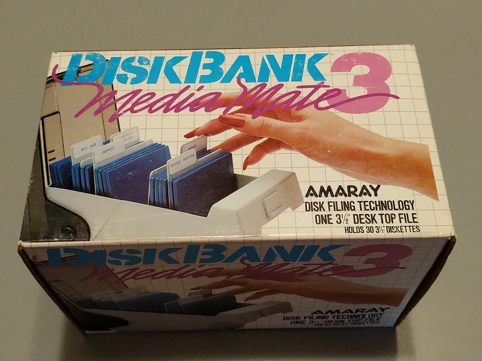 Vintage Amaray Media Mate DiskBank 3 Desk Top File For 3.5in Floppy