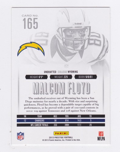 Panini Prestige 2013 - Malcom Floyd #165 - Imagen 2 de 2