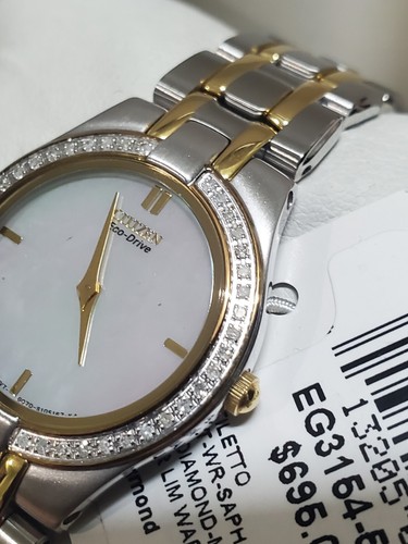 Citizen Eco-Drive Stiletto EG3154-51D Two Tone White MOP Dial Womens Watch $695 - Picture 14 of 20