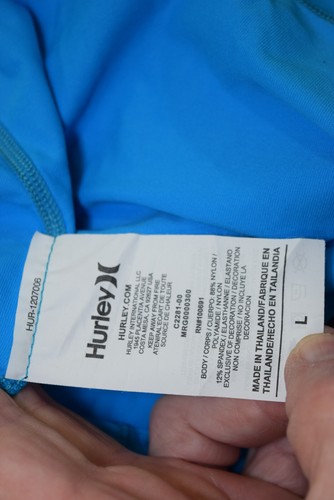 Hurley Logo Raglan Rash Guard Beach Swim UPF 50+ Shirt BOYS L Blue NEW - Picture 8 of 13