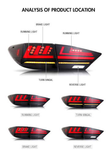 FULL LED Tail Lights for Lexus ES350 ES300h 2013-2017 Sequential Rear Lamps - Foto 3 di 17