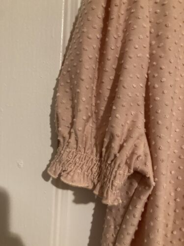 ANTHROPOLOGIE W5 PINK SWISS DOTS BLOUSE BOHO RUFFLE WOMENS LARGE BRAND NEW NWT - Picture 3 of 6