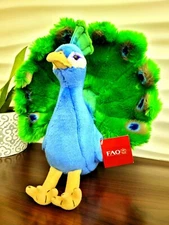 FAO Schwarz Peacock 14" Plush Stuffed Animal Bird Peafowl TRUS NWT