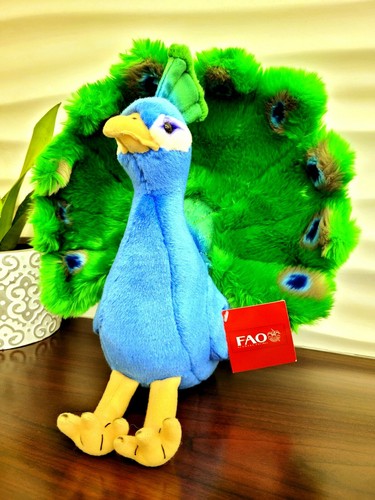 FAO Pavone Nero 14" Peluche Peluche Uccellino Pavone TRUS Nuovo con etichette - Foto 1 di 5
