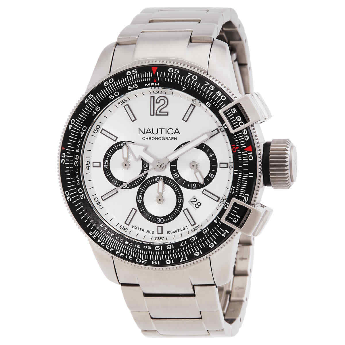 Мужские часы Nautica Pacific Beach с хронографом и белым циферблатом NAPBFCF04