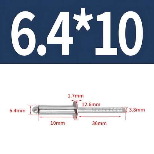 Remaches ciegos acero inoxidable A2 V2A cabeza plana ISO 15983 DIN 7337 remaches 2,4-6,4 mm - Imagen 58 de 65