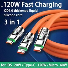 3 in 1 Fast Charging Cable Cell Phone Charger Cord For iPhone Type C Micro USB