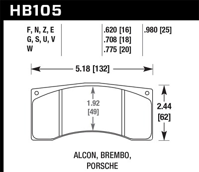 Plaquette vente en gros de frein à disque Hawk Performance HB105G.775 DTC-60