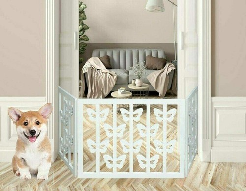 Wooden Pet Gate Freestanding Safety Dog Gate Door Stairs Folding Fence Z Shape - Picture 61 of 185