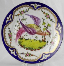 Victorian antique ornate blue /& gold Sparrow bird porcelain china plate
