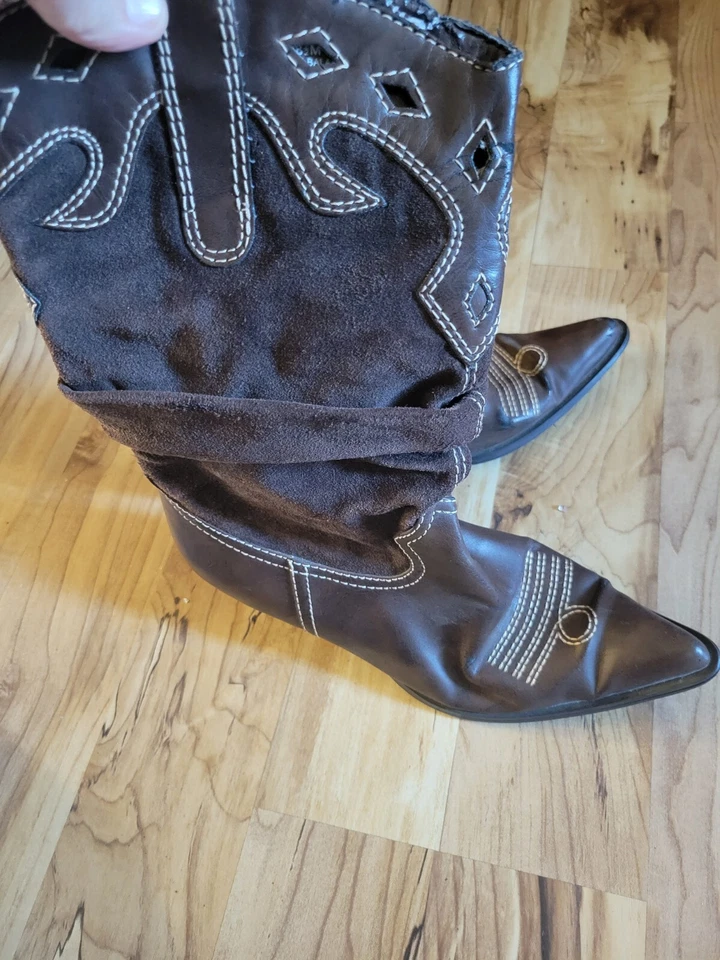 Rampage Rodina женщин Western ковбой сутулиться ботинки коричневой кожи замши 8,5 - Изображение 3 из 4