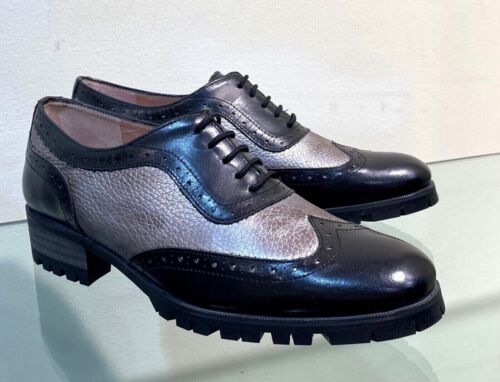 *Reduced* Brand New Women's Two Tone Lace-Up Brogue Leather Shoe by Vitti Love - Picture 12 of 18