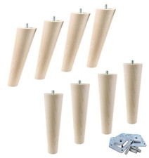 4x Möbelfüße Holz konisch lackiert – Möbelbeine gerade & schräg inkl. Montageset