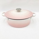 Le Creuset Oval Cocotte 25cm 3.5qt Powder Pink Silver Knob Casserole Cast Iron