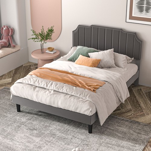 VECELO Bed Frame Twin/Full/Queen Size Wooden Slats Support Adjustable Headboard - Picture 7 of 60