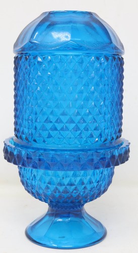 Vintage Viking Glass Glimmer Fairy Light Ruby Red Diamond Point Candle Holder 7" - Picture 5 of 24