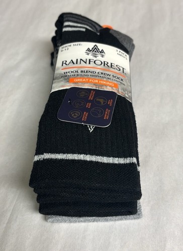 Neu Rainforest Socken 3 Paar Paket Herren schwarz Wollmischung Crew Socken Outdoor - Bild 2 von 12