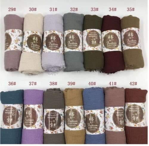 Premium Cotton Crinkle hijab scarf Viscose Wrap Cotton Blend Crinkle Headscarf - Picture 32 of 57