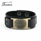 Wicca Tetragrammaton Pentagram Women Mens Bracelet Leather Wristband Cuff Bangle