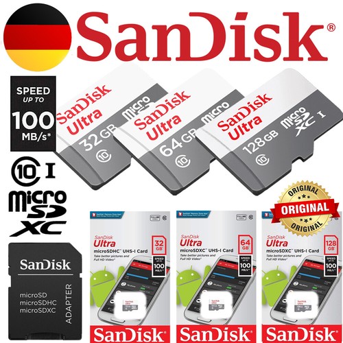 SanDisk ULTRA Micro SD Karte SPEICHERKARTE 32GB 64GB 128GB memory card 100MB/s - Bild 1 von 6