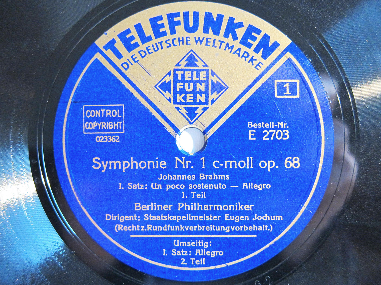 5x 78rpm EUGEN JOCHUM conducts BRAHMS Symphony 1 - TELEFUNKEN BERLIN 1938