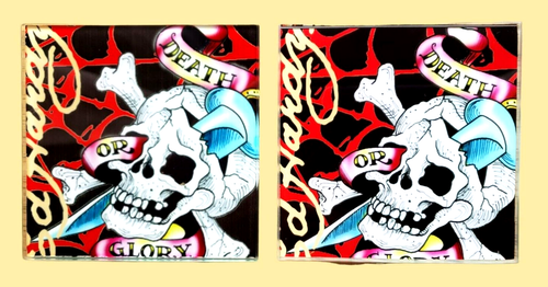 Don Ed Hardy Designs de Christian Audigier Calaveras Juego de 4 posavases de vidrio para beber - Imagen 8 de 16