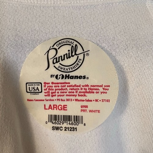 Pannill by Hanes Vintage USA Made Deadstock Sweatshirt Crew White Size Large NEW - Picture 4 of 5