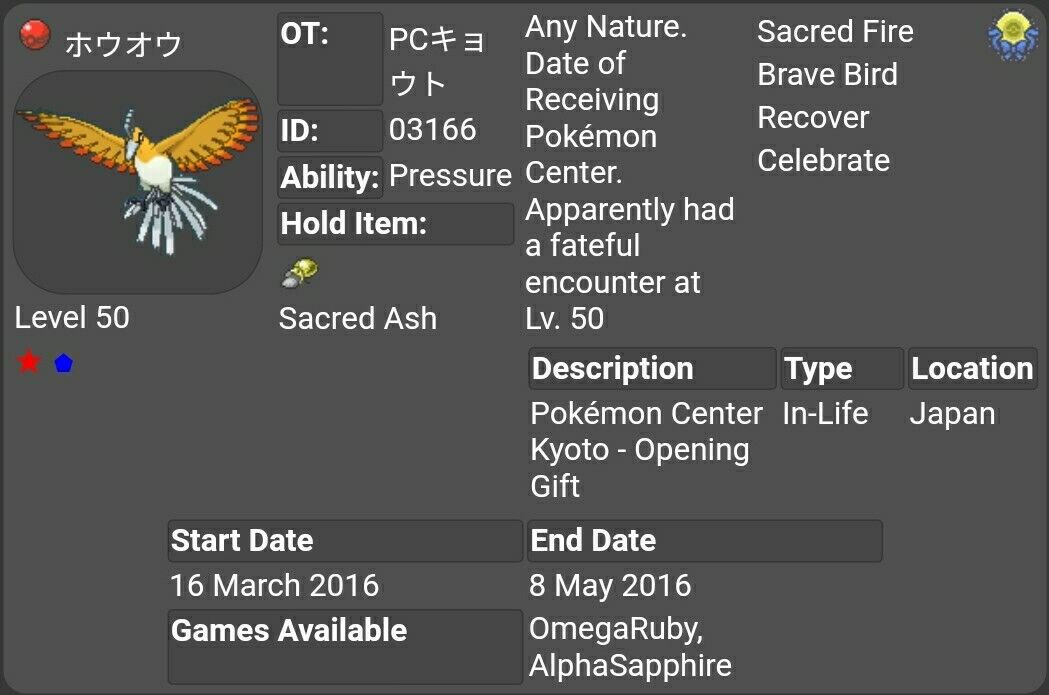 Pokemon 2250 Shiny Ho Oh Pokedex: Evolution, Moves, Location, Stats